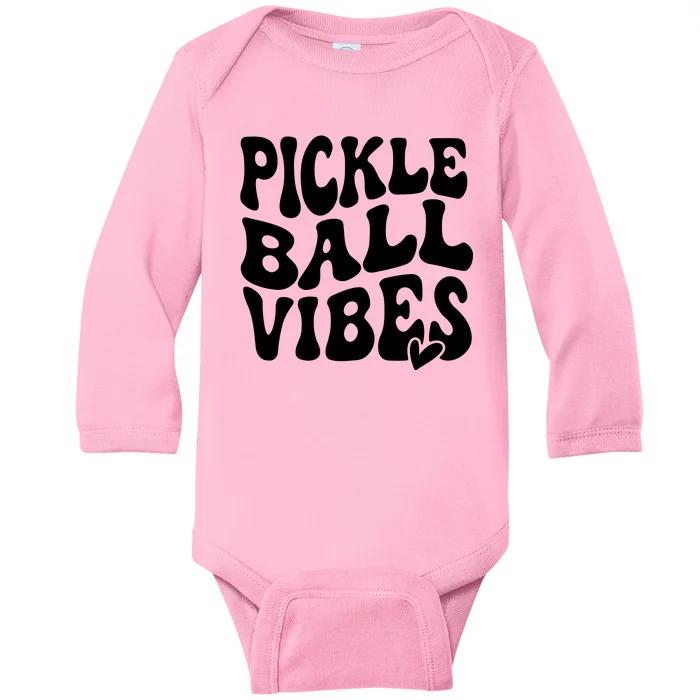 Pickleball Vibes Play Pickleball With Love Baby Long Sleeve Bodysuit