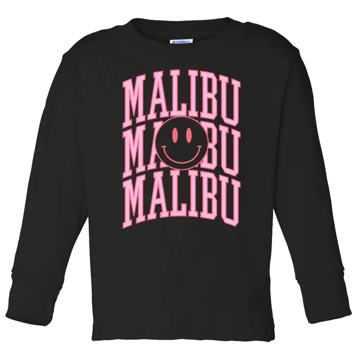 Preppy Varsity Pink Malibu California Toddler Long Sleeve Shirt