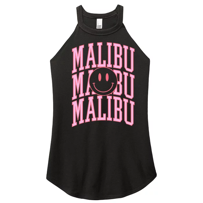 Preppy Varsity Pink Malibu California Women’s Perfect Tri Rocker Tank