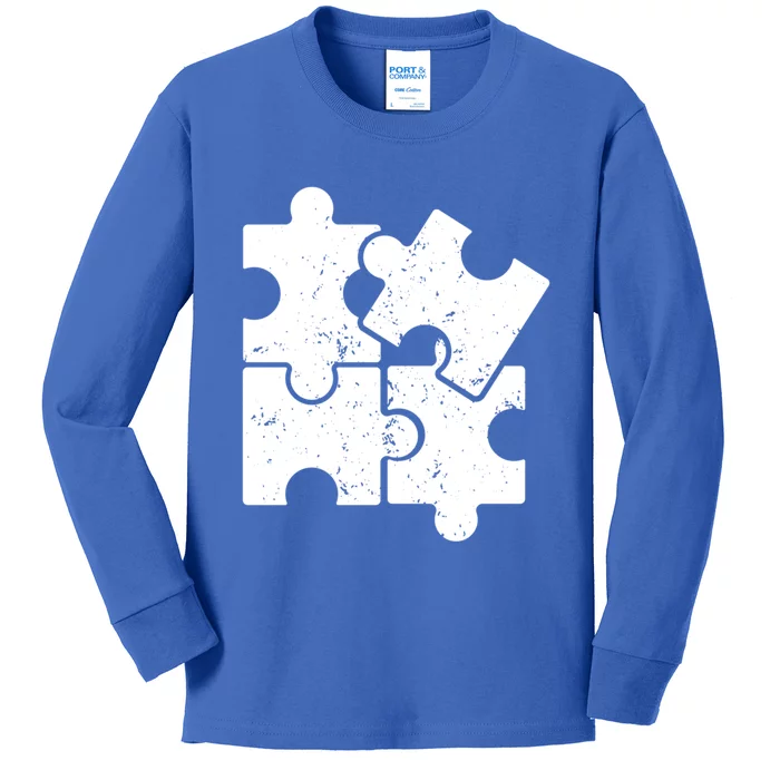 Puzzle Vintage Puzzles Pieces Gift Kids Long Sleeve Shirt