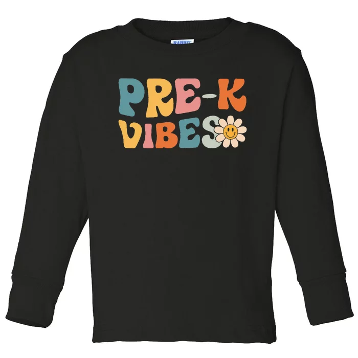 Pre-K Vibes - Pre Kindergarten Team Retro 1st Day of School Toddler Long Sleeve Shirt