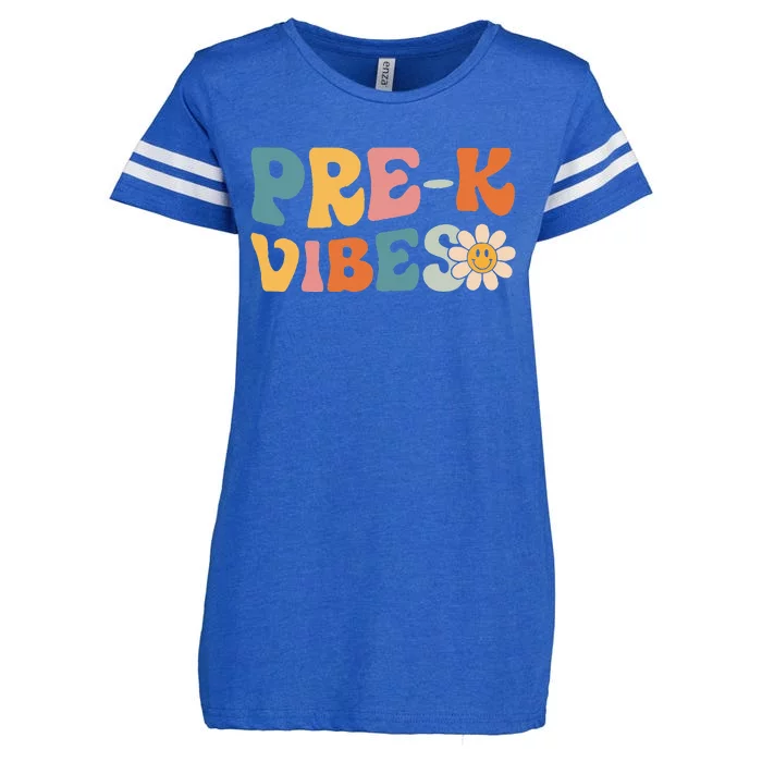 Pre-K Vibes - Pre Kindergarten Team Retro 1st Day of School Enza Ladies Jersey Football T-Shirt