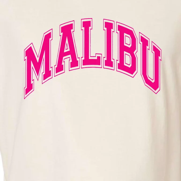 Preppy Varsity Pink Malibu CA California Font Garment-Dyed Women's Muscle Tee