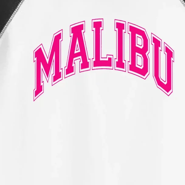 Preppy Varsity Pink Malibu CA California Font Toddler Fine Jersey T-Shirt