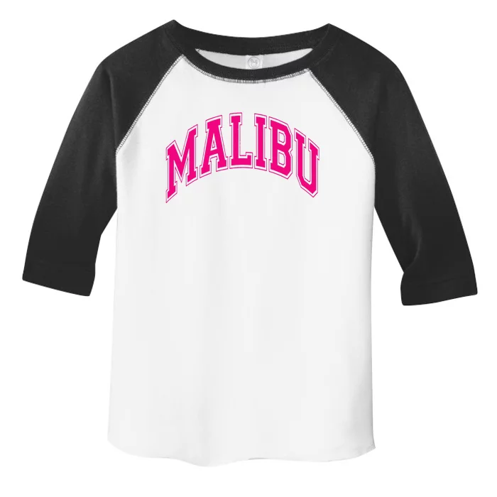 Preppy Varsity Pink Malibu CA California Font Toddler Fine Jersey T-Shirt