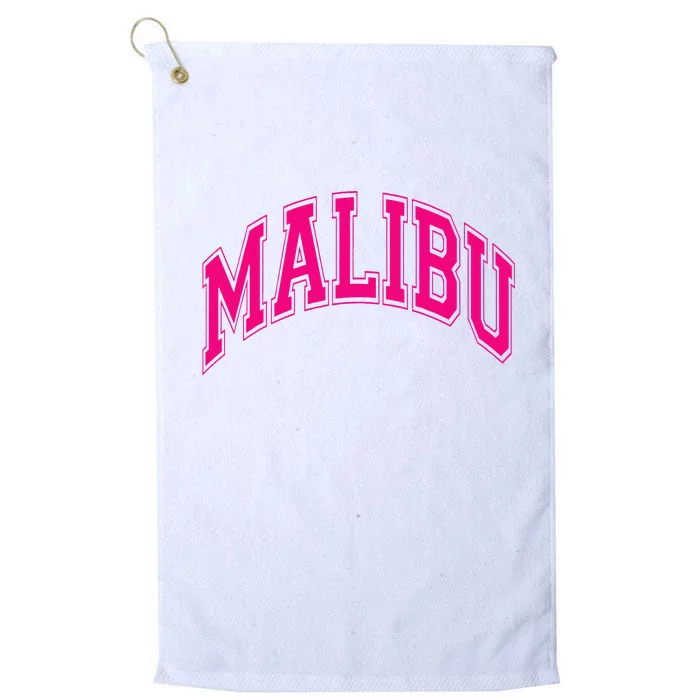 Preppy Varsity Pink Malibu CA California Font Platinum Collection Golf Towel