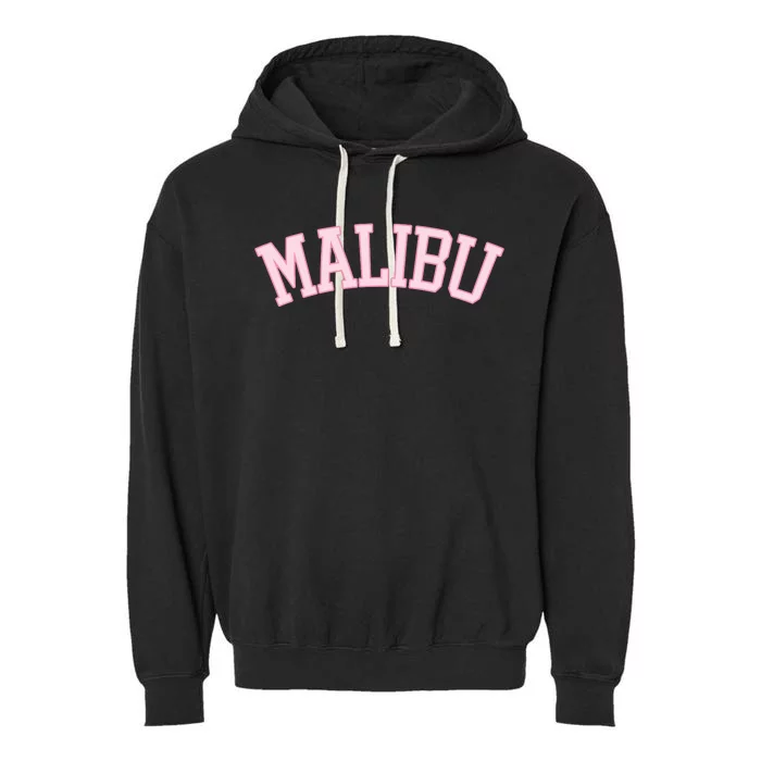 Preppy Varsity Pink Malibu California Garment-Dyed Fleece Hoodie