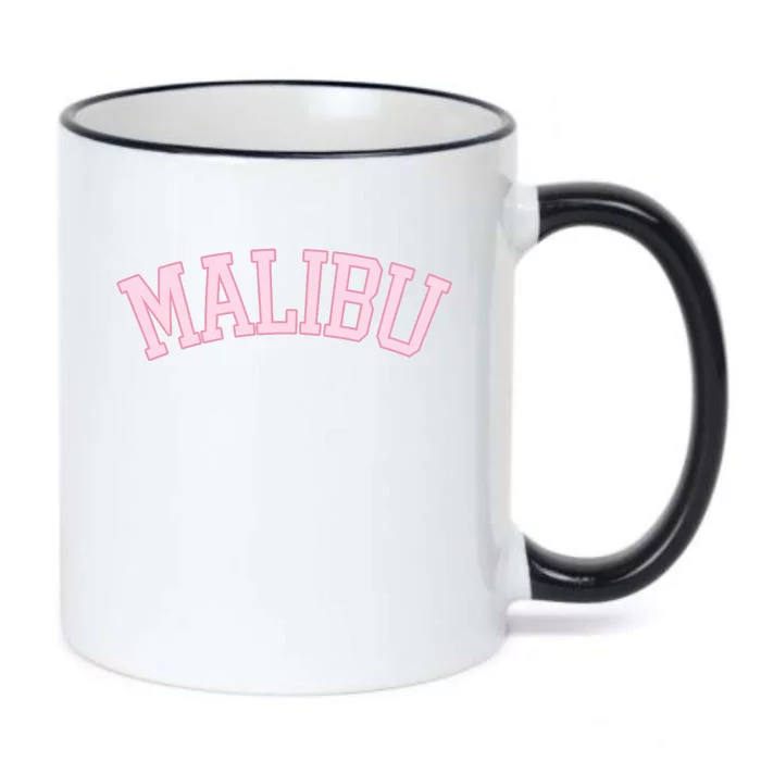 Preppy Varsity Pink Malibu California Black Color Changing Mug