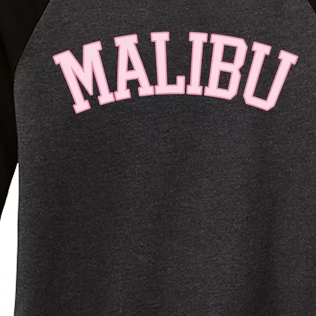 Preppy Varsity Pink Malibu California Women's Tri-Blend 3/4-Sleeve Raglan Shirt