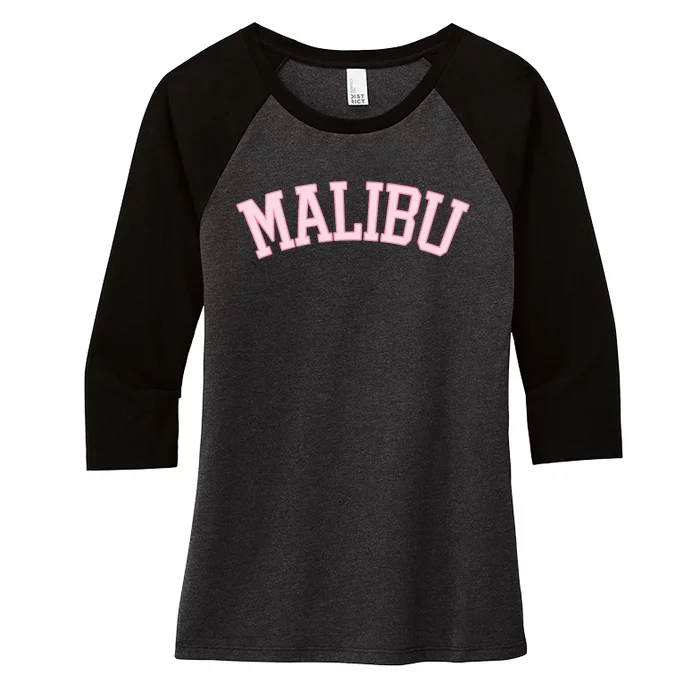 Preppy Varsity Pink Malibu California Women's Tri-Blend 3/4-Sleeve Raglan Shirt