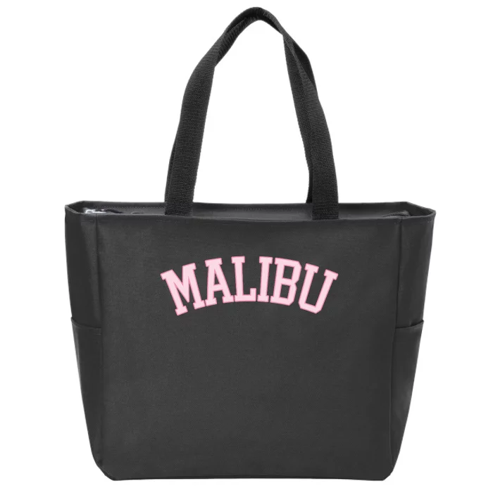 Preppy Varsity Pink Malibu California Zip Tote Bag