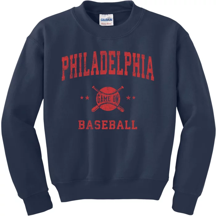 Philadelphia Vintage Philly Baseball Throwback Retro Design Kids Sweatshirt