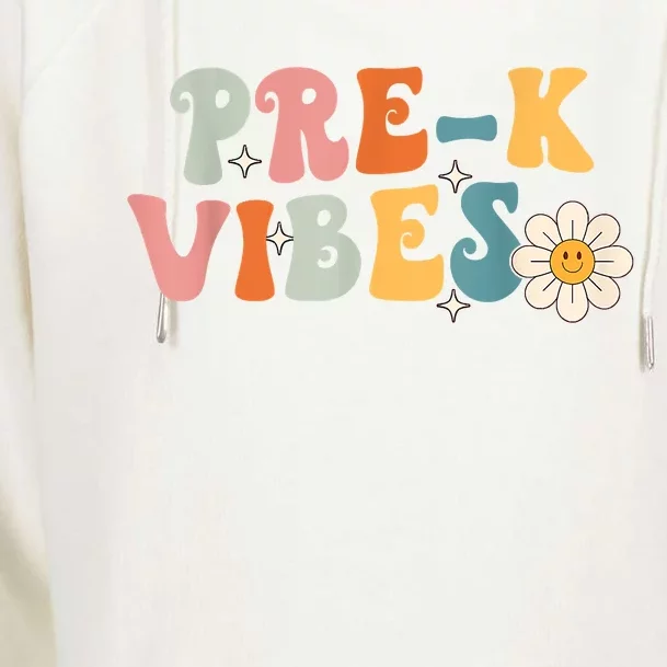 PreK Vibes Pre Kindergarten Team Retro 1st Day Of School Womens Funnel Neck Pullover Hood