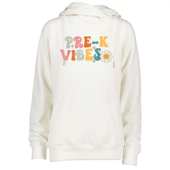 PreK Vibes Pre Kindergarten Team Retro 1st Day Of School Womens Funnel Neck Pullover Hood