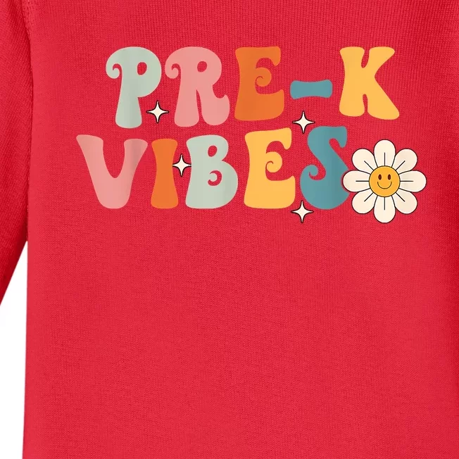 PreK Vibes Pre Kindergarten Team Retro 1st Day Of School Baby Long Sleeve Bodysuit