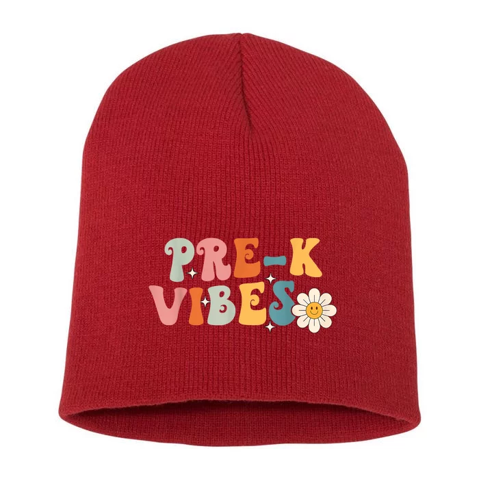 PreK Vibes Pre Kindergarten Team Retro 1st Day Of School Short Acrylic Beanie