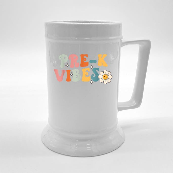 PreK Vibes Pre Kindergarten Team Retro 1st Day Of School Front & Back Beer Stein