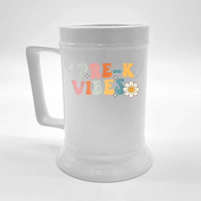 PreK Vibes Pre Kindergarten Team Retro 1st Day Of School Front & Back Beer Stein