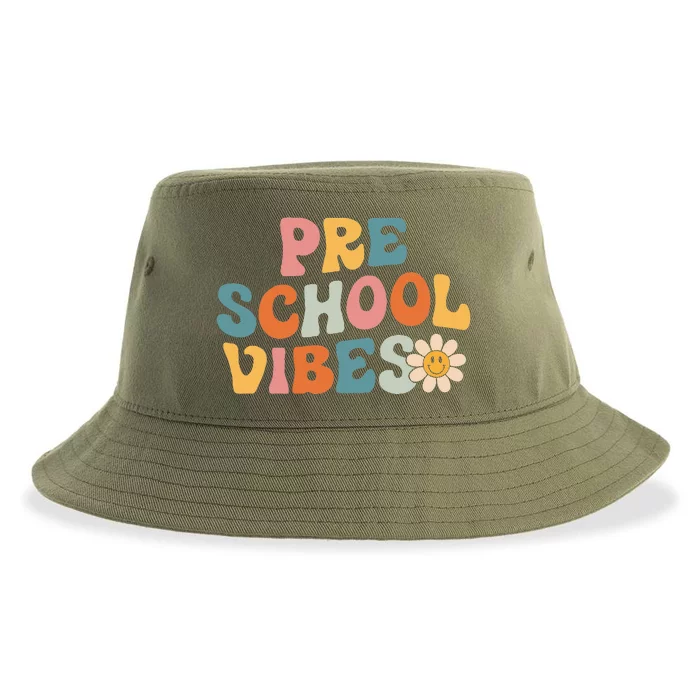 Preschool Vibes Preschool Team Retro 1st Day Of School Sustainable Bucket Hat