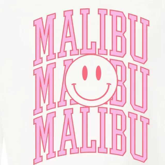 Preppy Varsity Pink Malibu California Cropped Pullover Crew