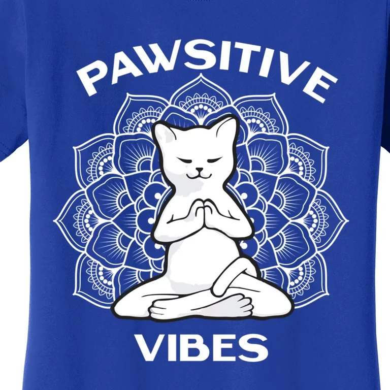 Pawsitive Vibes Positivity Meditation Lotus Dala Yoga Cat Gift Women's T-Shirt