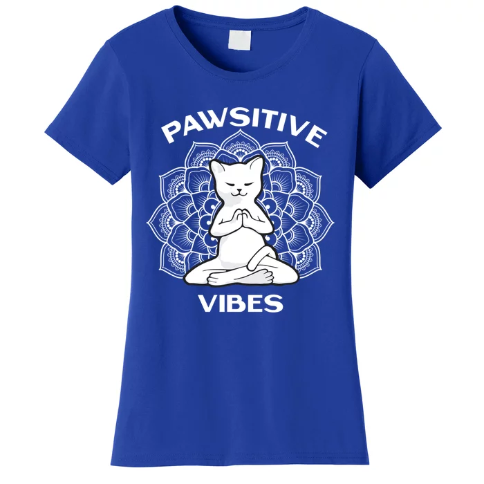 Pawsitive Vibes Positivity Meditation Lotus Dala Yoga Cat Gift Women's T-Shirt