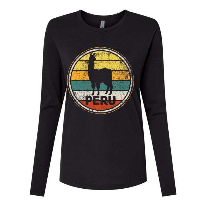 Peru Vicuna Peruvian Retro Vintage Womens Cotton Relaxed Long Sleeve T-Shirt