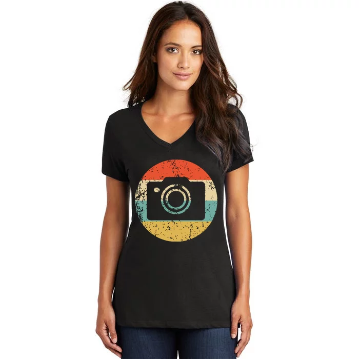 Photographer Vintage Retro Camera Women's V-Neck T-Shirt