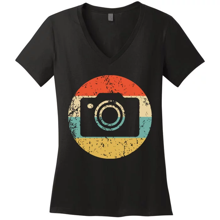 Photographer Vintage Retro Camera Women's V-Neck T-Shirt