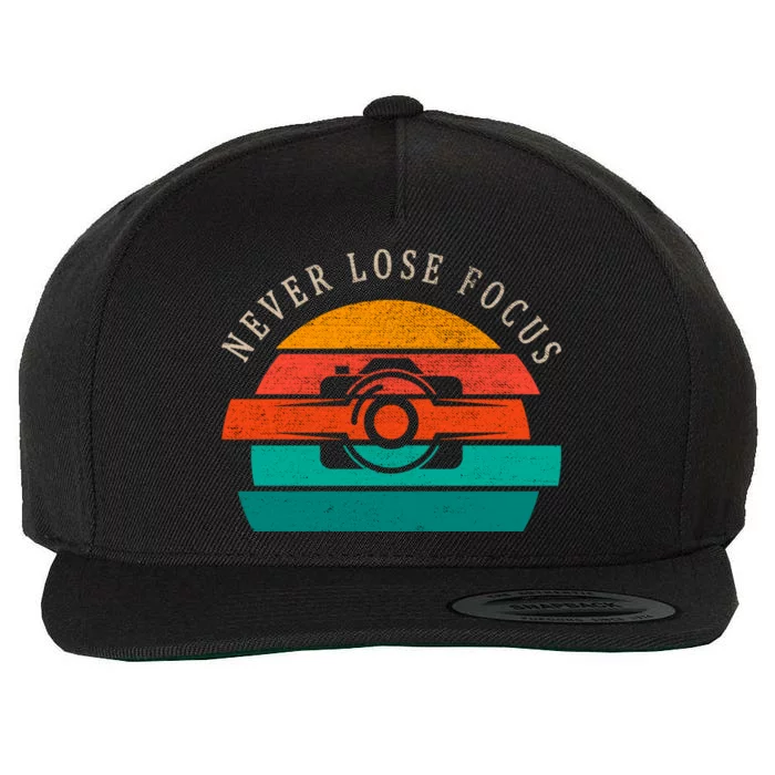 Photographer Vintage Retro Camera Never Lose Focus Great Gift Wool Snapback Cap