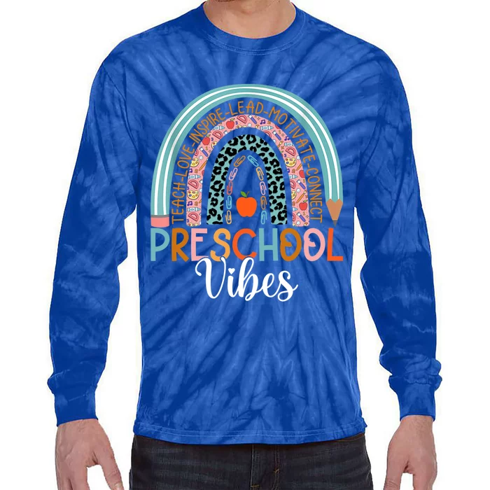 Preschool Vibes Rainbow Preschool Teacher Team Preschool Gift Tie-Dye Long Sleeve Shirt