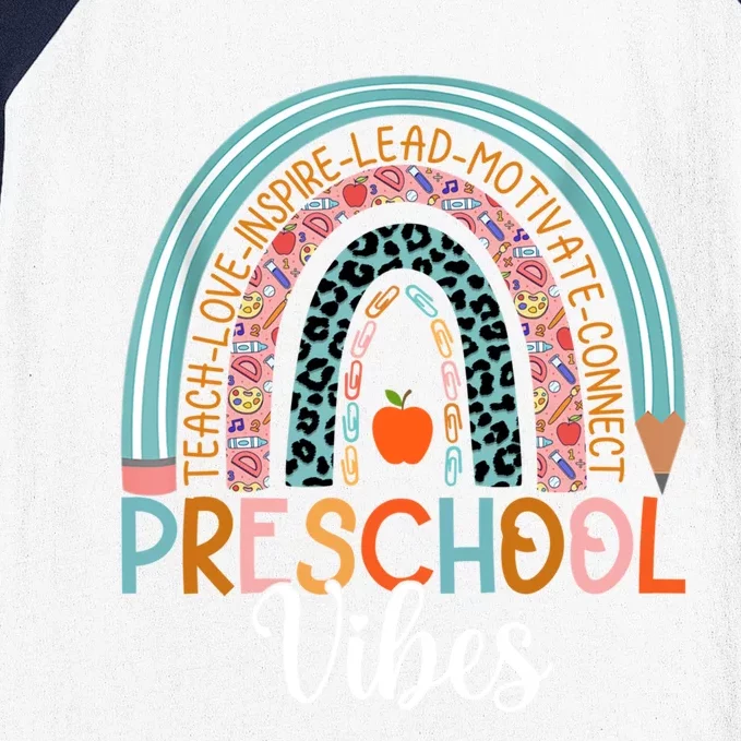 Preschool Vibes Rainbow Preschool Teacher Team Preschool Gift Baseball Sleeve Shirt