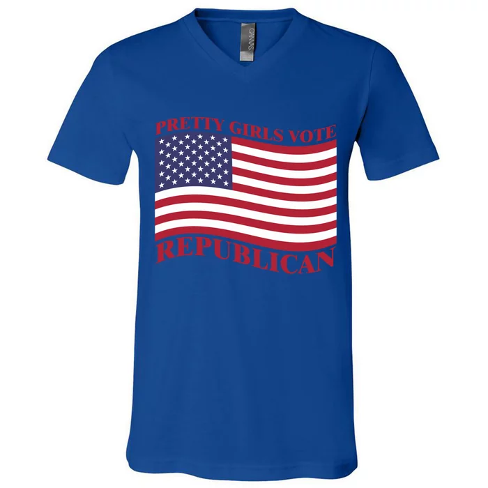 Pretty Vote Republican Usa Flag Freedom Republican Great Gift V-Neck T-Shirt