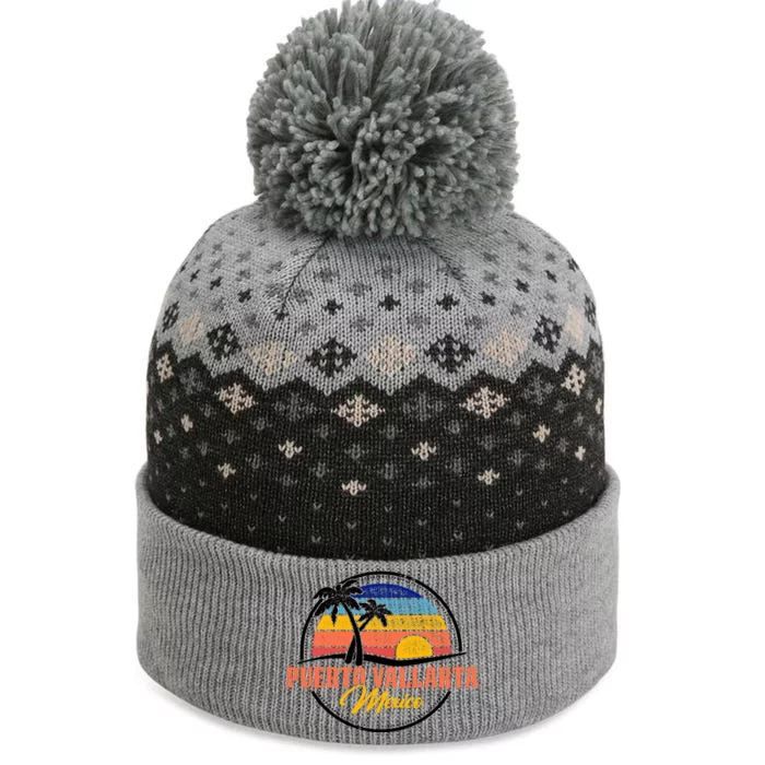 Puerto Vallarta Retro Sunset The Baniff Cuffed Pom Beanie