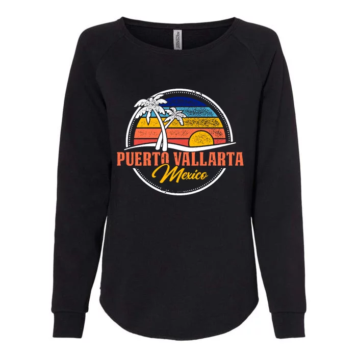 Puerto Vallarta Retro Sunset Womens California Wash Sweatshirt