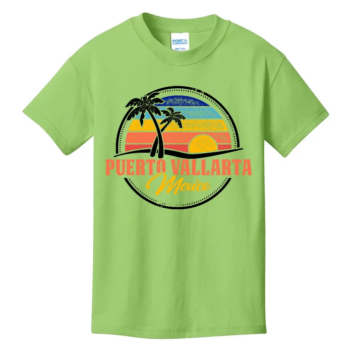 Puerto Vallarta Retro Sunset Kids T-Shirt