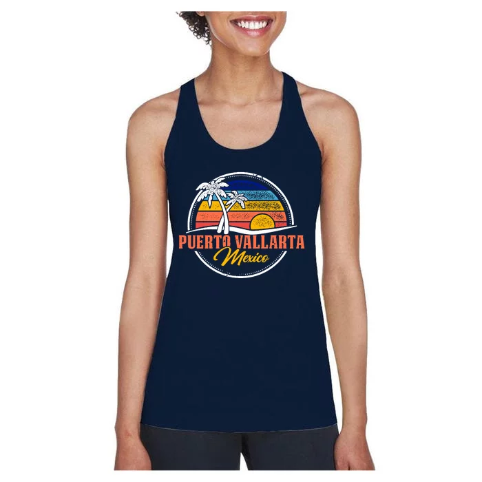 Puerto Vallarta Retro Sunset Women's Racerback Tank