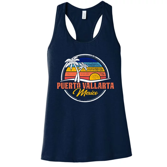 Puerto Vallarta Retro Sunset Women's Racerback Tank