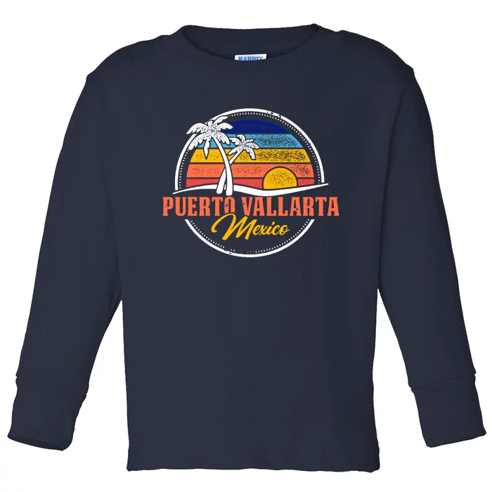 Puerto Vallarta Retro Sunset Toddler Long Sleeve Shirt