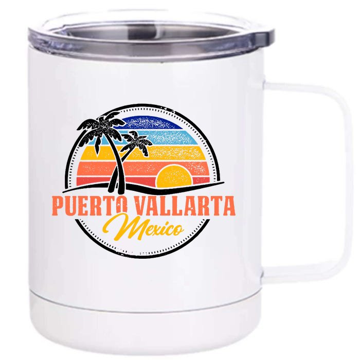 Puerto Vallarta Retro Sunset Front & Back 12oz Stainless Steel Tumbler Cup