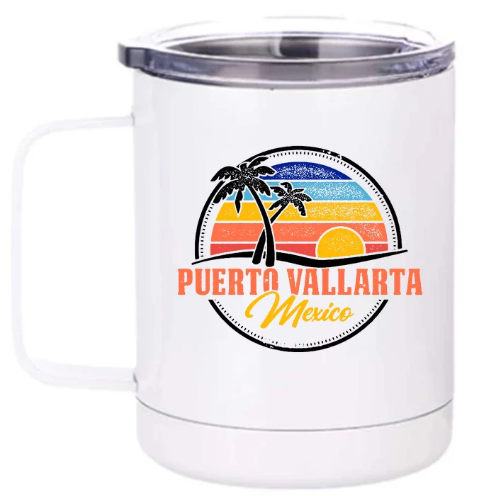 Puerto Vallarta Retro Sunset Front & Back 12oz Stainless Steel Tumbler Cup