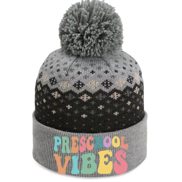 Preschool Vibes Retro 80s Pre School The Baniff Cuffed Pom Beanie