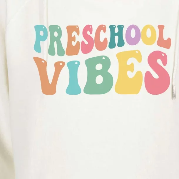 Preschool Vibes Retro 80s Pre School Womens Funnel Neck Pullover Hood