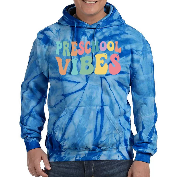 Preschool Vibes Retro 80s Pre School Tie Dye Hoodie