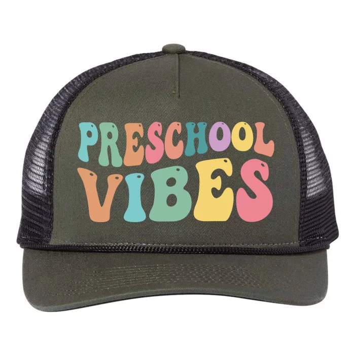 Preschool Vibes Retro 80s Pre School Retro Rope Trucker Hat Cap