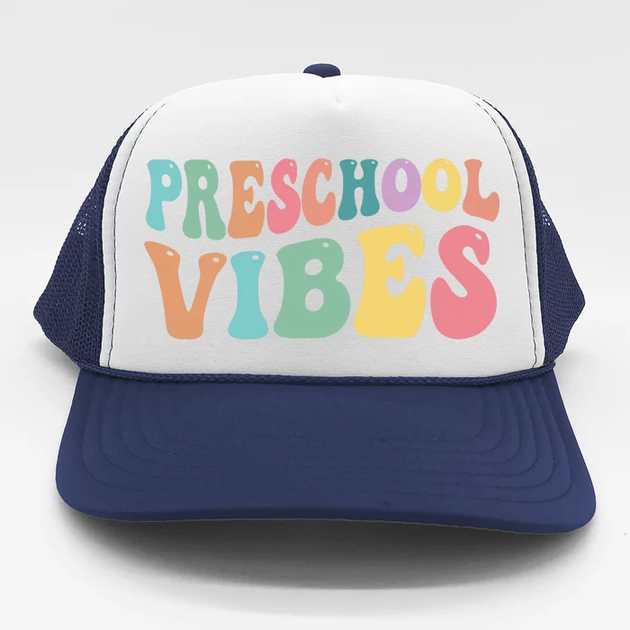 Preschool Vibes Retro 80s Pre School Trucker Hat