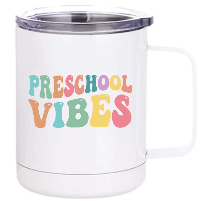 Preschool Vibes Retro 80s Pre School Front & Back 12oz Stainless Steel Tumbler Cup