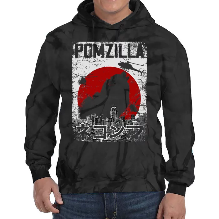 Pomzilla Vintage Retro Pomeranian Dog Tie Dye Hoodie