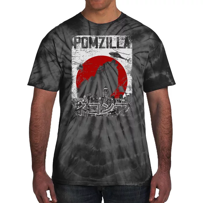 Pomzilla Vintage Retro Pomeranian Dog Tie-Dye T-Shirt