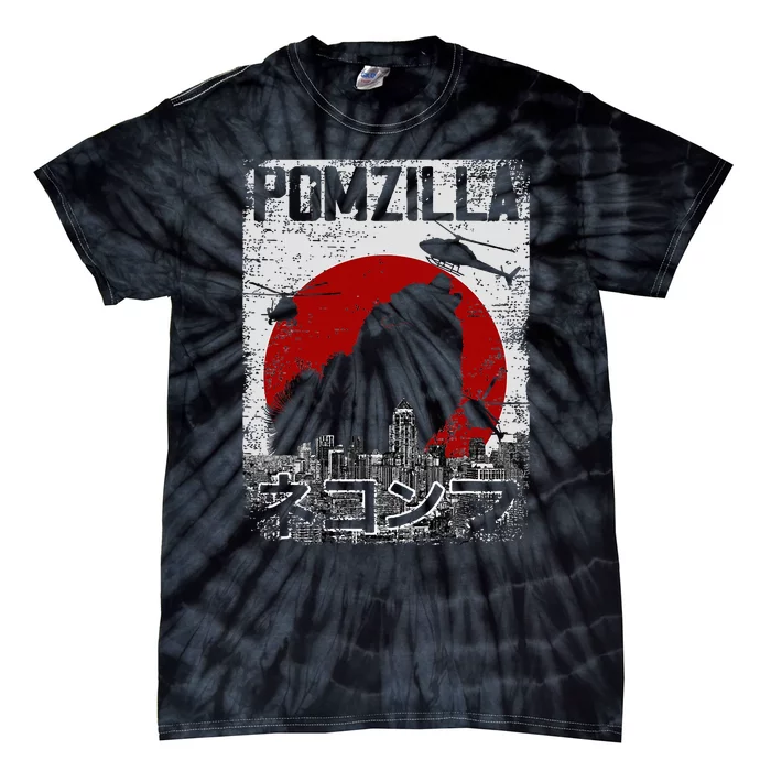 Pomzilla Vintage Retro Pomeranian Dog Tie-Dye T-Shirt